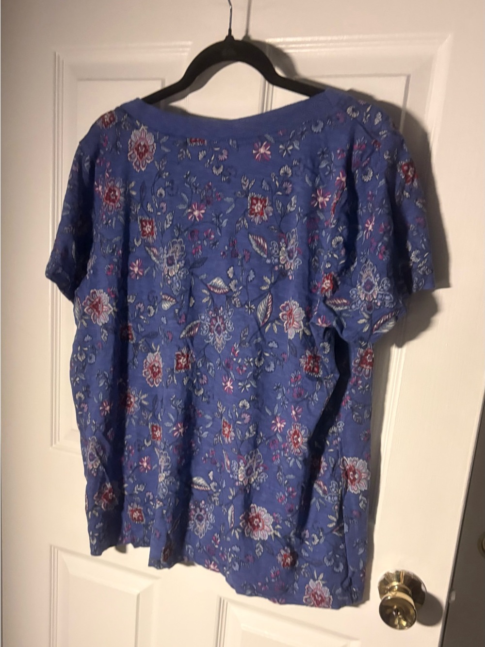 J. Jill Violet-purple Floral Henley Tee with Red and Pink Accents - Picture 6 of 6